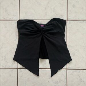 Edikted Black Strapless Twist Crop Top